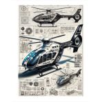 Helikopter Tasarım Şeması Hediyelik Mdf Tablo