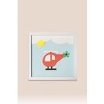 Helikopter Temalı Katmanlı Mdf - Çocuk ve Bebek Odası Duvar Tablosu 33x33x2.5 Cm