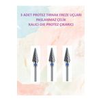 Helios Çelik Protez Tırnak Freze Uçları Protez Çıkarıcıları Üçlü Paket Mızrak Uçlu