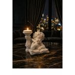 Helis Craft Beyaz Barok Melek Biblo Tealight Mumluk