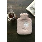 Hello Everyone Yazılı Pembe Peluş Sıcak Su Torbası, 1 Lt, Yumuşak Kılıf, Uzun Süre Sıcak Tutan Termal