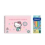 Hello Kitty 17x25 Spiralli Resim Defteri - Pelikan Pastel Renkler 12li Kuru Boya 2'li Set 3