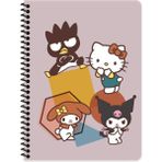 Hello Kitty And Friends 16,5*22,5 Çizgili Spiralli Karton Kapak Defter - Mor - 01P-Pembe