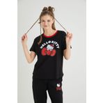 Hello Kitty Bisiklet Yaka Regular Fıt Kısa Kol Kadın T Shirt ROZ 03.SYH Siyah