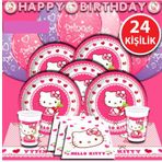 HELLO KİTTY DOĞUM GÜNÜ PARTİ MALZEMELERİ SÜSLERİ SETİ 24 KİŞİLİK