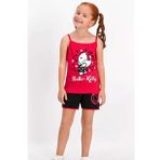 Hello Kitty Lisanslı Kırmızı İnce Askılı Kız Çocuk Şort Takım