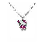 Hello Kitty Mor Renkli Figürlü Kolye – 60 Cm Zincirli Sevimli Karakter Takısı