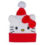Hello Kitty Noel Manşeti 3D Bere, İşlemeli Aplikeli Jakarlı Örgü, Beyaz, Beyaz, Tek Beden