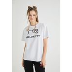 Hello Kitty Rahat Kalıp Bisiklet Yaka Kısa Kol Kadın T Shirt ROZ 37.BYZ Beyaz