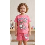 Hello Kitty ve My Melody Baskılı Kız Çocuk Pembe Şortlu Takım - California Temalı Pamuklu Yazlık Set - 3 - 4 Yaş