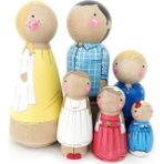 Hello Minies Toys & Accessories Luxurydekoratif Peg Aile Boyama Seti Doğal Ahşap Peg Bebek Boya ve Fırça1 Adet - Bej