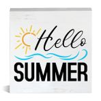 Hello Summer Ahşap Kutu İşareti Ahşap Blok Masa Tabelası Yaz Plaj Dekoratif Masa Tabelası Ev Raf Dekor 15 X 5 İnç