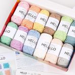 Hello%100 Pamuk İp Seti – 12 x 25g Pastel Renk Yumak, Örgü, Tığ İşi, Amigurumi ve Punch İçin El İşi İpi