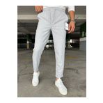 hello7 Erkek Açık Gri Esnek Likralı Beli Lastikli Bağcıklı Duble Paça Jogger Pantolon