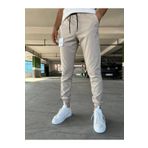 hello7 Erkek Bej Dar Kalıp Esnek Paça Lastikli Jogger Pantolon