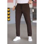 hello7 Erkek Kahverengi Dar Kesim Likralı Duble Paça Jogger Pantolon