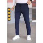hello7 Erkek Lacivert Dar Kesim Esnek Likralı Duble Paça Jogger Pantolon