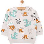Hellobaby Basic Az Şardonlu Aslan Desenli Sweatshirt Erkek Bebek - 9 Ay - Gri