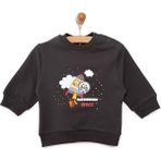 HelloBaby Basic Az Şardonlu Aslan Desenli Sweatshirt Erkek Bebek - Koyu Gri - 1 Yaş
