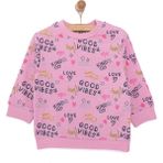 Hellobaby Basic Az Şardonlu Aslan Desenli Sweatshirt Kız Bebek - 1 Yaş - Pembe