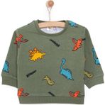Hellobaby Basic Az Şardonlu Dinozor Desenli Sweatshirt Erkek Bebek - 6 Ay - Yeşil