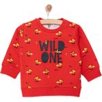 Hellobaby Basic Az Şardonlu Wild One Baskılı Sweatshirt Erkek Bebek - 1 Yaş - Kırmızı