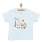 Hellobaby Basic Erkek Ananas ve Kumsal Baskılı T-Shirt Erkek Bebek - Açık Mavi - 4 Yaş