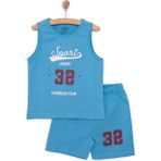 HelloBaby Basic Erkek Beyzbol Baskılı Atlet-Şort Erkek Bebek - 1 Yaş - Turkuaz