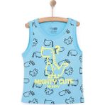 Hellobaby Basic Erkek Dinozor Desenli Atlet Tshirt Erkek Bebek - Açık Mavi - 1 Yaş