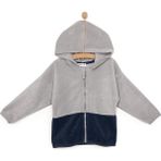 Hellobaby Basic Erkek Fermuarlı Kapüşonlu Polar Hırka Erkek Bebek - Gri - 1,5 Yaş