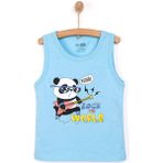 Hellobaby Basic Erkek Gitarist Panda Baskılı Atlet Tshirt Erkek Bebek - Açık Mavi - 9 Ay