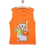Hellobaby Basic Erkek Hayvan Baskılı Atlet Tshirt Erkek Bebek - Turuncu - 3 Yaş