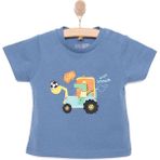 Hellobaby Basic Erkek Kepçe Arabası Baskılı T-Shirt Erkek Bebek - Mavi - 9 Ay