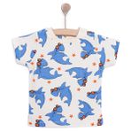 HelloBaby Basic Erkek Köpek Balığı Baskılı T-Shirt Bebek - Ekru