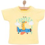 Hellobaby Basic Erkek Pilot Zürafa Baskılı T-Shirt Erkek Bebek - Sarı - 2 Yaş