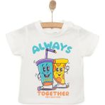 HelloBaby Basic Erkek Pizza Baskılı T-Shirt Erkek Bebek - Ekru - 1,5 Yaş
