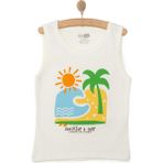 Hellobaby Basic Erkek Plaj Baskılı Atlet Tshirt Erkek Bebek - Ekru - 1 Yaş