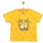 HelloBaby Basic Erkek Sörf Baskılı T-Shirt Erkek Bebek - Sarı - 1 Yaş