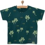 Hellobaby Basic Erkek Yaprak Baskılı T-Shirt Erkek Bebek - Koyu Yeşil - 6 Ay