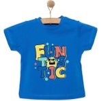 HelloBaby Basic Erkek Yazı Baskılı T-Shirt Erkek Bebek - Mavi - 9 Ay