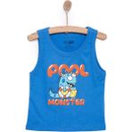 HelloBaby Basic Erkek Yüzücü Canavar Baskılı Atlet Tshirt Erkek Bebek - Mavi - 9 Ay