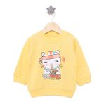 HelloBaby Basic Kedicik Desenli Kız Bebek Açık Sarı Sweatshirt