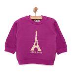 HelloBaby Basic Kız Az Şardonlu Eiffel Kulesi Baskılı Sweatshirt Bebek - Mor