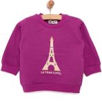 Hellobaby Basic Kız Az Şardonlu Eiffel Kulesi Baskılı Sweatshirt Kız Bebek - 2 Yaş - Mor