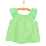 HelloBaby Basic Kız Bebek Fırfır Askılı Açık Yeşil Bluz
