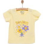 HelloBaby Basic Kız Çiçek Baskılı T-Shirt Kız Bebek - Açık Sarı - 1 Yaş