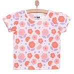 HelloBaby Basic Kız Çiçek Desenli T-Shirt Kız Bebek - Ekru - 1,5 Yaş