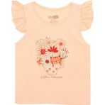 Hellobaby Basic Kız Çiçek ve Kedi Baskılı Atlet T-Shirt Kız Bebek - Somon - 9 Ay