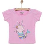 Hellobaby Basic Kız Deniz Kızı Unicorn Baskılı T-Shirt Kız Bebek - Pembe - 1 Yaş