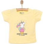 HelloBaby Basic Kız Dondurma Unicorn Baskılı T-Shirt Kız Bebek - Sarı - 1,5 Yaş
